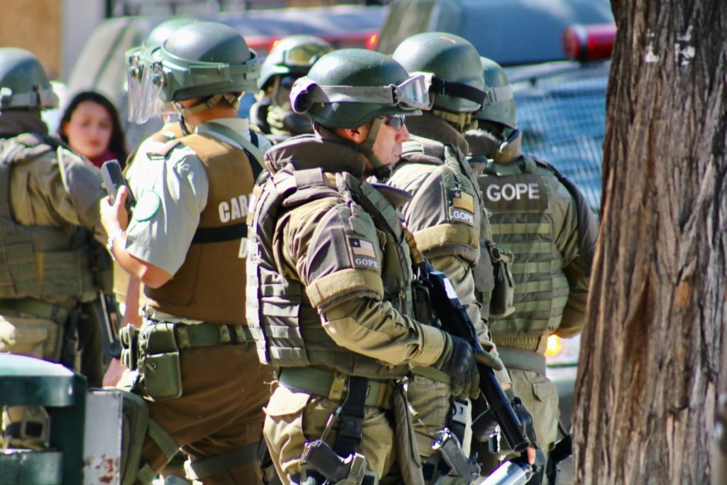 Swat team preparing for active shooter drill in school